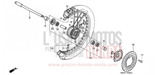FRONT WHEEL (CR125RN/RP/RR) CR125RN de 1992